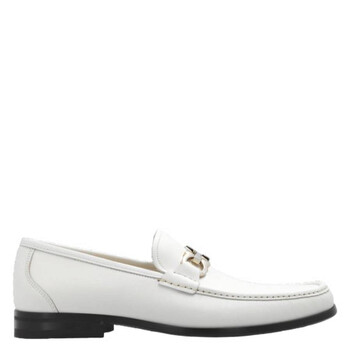 Ferragamo White Gancini Ornament Loafers, Size 9.5 EEE 