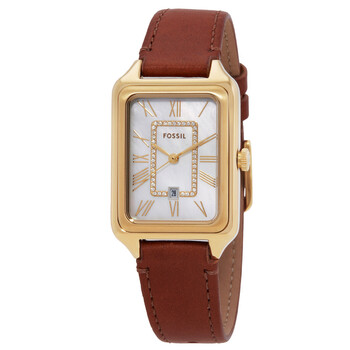 Fossil アナロググリーンダイヤル レディースウォッチ-ES5341ゴールド Raquel Three-Hand Date Gold-Tone Stainless Steel Watch