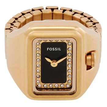 Fossil Watch Ring Two-Hand Pave Black Stainless Steel Watch ES5449