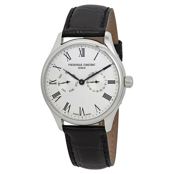 Classics Silver Dial Men's Black Leather Watch
