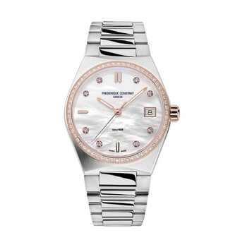 Highlife Quartz Diamond White Mother of Pearl Dial Ladies Watch FC-240MPWD2NHD2B-SS