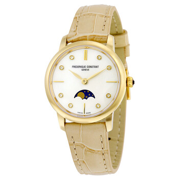 Slim Line Gold-tone Case Moonphase Ladies Watch FC-206MPWD1S5