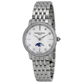 Slimline Moonphase Mother of Pearl Diamond Dial Ladies Watch FC-206MPWD1SD6B