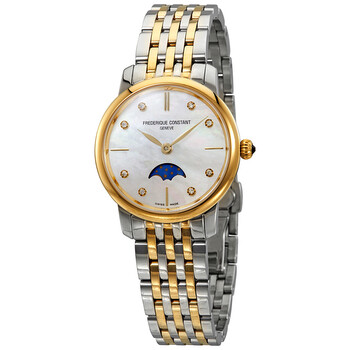 Slimline Mother of Pearl Diamond Dial Ladies Watch FC-206MPWD1S3B