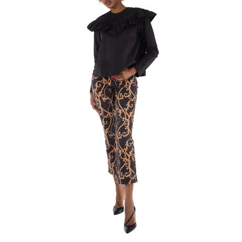 Cotton Poplin Frill Blouse In Black