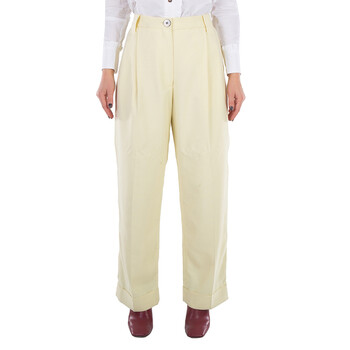 パンツ BALENCIAGA Balenciaga Baggy Pants (751017.TOVO3 9020 CREAM) Balenciaga Ladies Cream Velvet Straight-Leg Trousers, Size