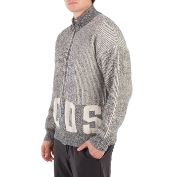 Grey Ribbed Logo Full Zip Cardigan