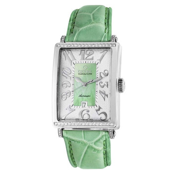 Avenue of Americas Automatic Diamond Silver/Green Dial Ladies Watch 6206NT