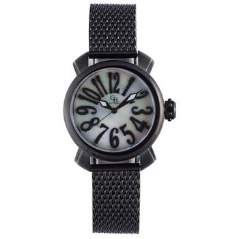 Rimini White Pearl Dial Black IP Steel Ladies Watch GR-7000-13-001