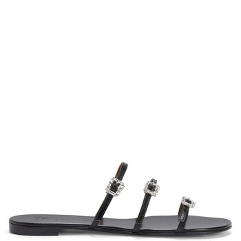 Himari Black Jewel Flat Sandals E500010-002-NERO