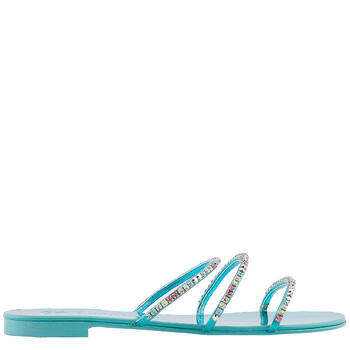 Giannico Daphne Crystal-embellished Woven Flat Sandals