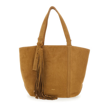 Shopping 24.7 Ew Regular Suede Body Antique Brass Metal Details Brown Leather Tote Bag With Antique Brass Metal Details For GWA00785A00079455303