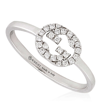 18K White Gold Interlocking G Diamond Ring