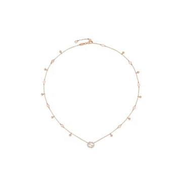 18Kt Rose Gold Interlocking GG Necklace With 37 Round Diamonds Weighing 0.27cttw - YBB729402001