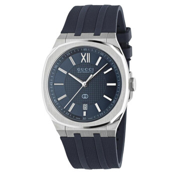 Gucci G-Timeless Automatic Grey Dial Black Leather Men's Watch