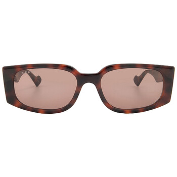 Gucci Brown with Light Gold Mirror Square Ladies Sunglasses  display picture 1