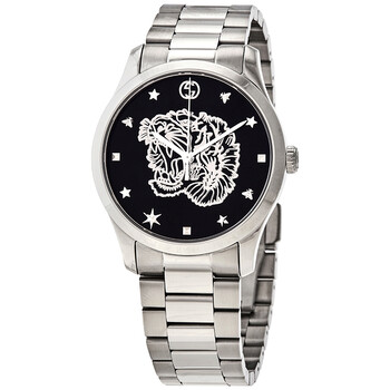 Gucci G-Timeless Silver Dial with Snake Motif Stainless Steel