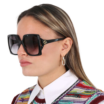 Gradient Grey Oversized Ladies Sunglasses GG0876S 001 60