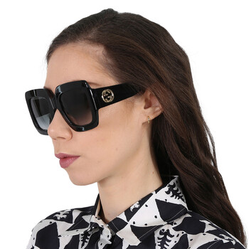 Grey Gradient Square Ladies Sunglasses GG0053SN 001 54