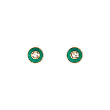 Interlocking 18ct Rose Gold Green Agate Stud Earrings - YBD786554002