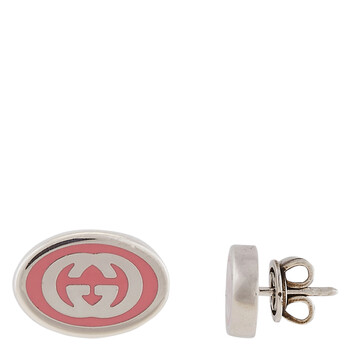 Interlocking G Sterling Silver Pink Enamel Earrings - YBD753485001