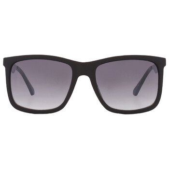 SQUARE SUNGLASS 575843 IN BLACK ACETATE GRADIENT SMOKE LENSES