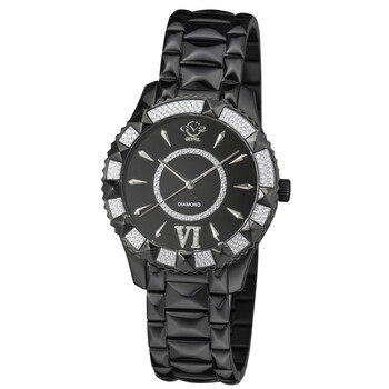 Venice Diamond Quartz Black Dial Ladies Watch 11713-425