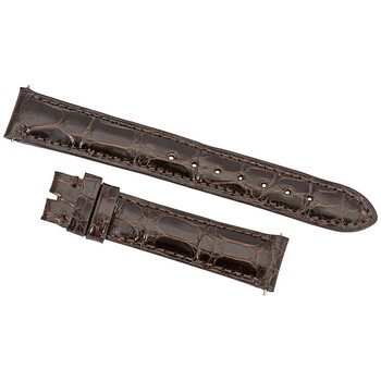 16 MM Shiny Dark Brown Alligator Leather Strap 16AAT22M