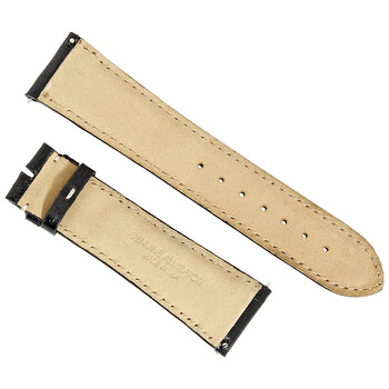 24 MM Shiny Black Alligator Leather Strap