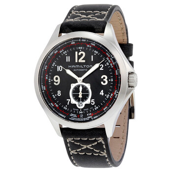 Khaki Aviation Automatic Black Dial Black Leather Men's Watch H76655733