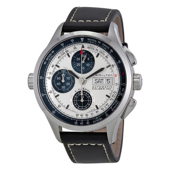 Khaki Aviation X-Patrol Chronograph Silver Dial Black Leather Men's Watch H76566751 Khaki Aviation X-Patrol Chronograph Silver Dial Black Leather Men's Watch H76566751