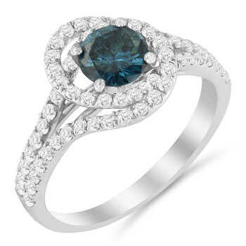 14k White Gold 1 1/3 ct TDW Treated Blue Diamond Engagement Ring (Blue, SI2-I1) 44-3379WBD-PARENT 14k White Gold 1 1/3 ct TDW Treated Blue Diamond Engagement Ring (Blue, SI2-I1) 44-3379WBD-PARENT