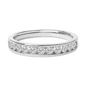 14K White Gold 1/2 Cttw Round Diamond 11 Stone Channel Set Band 33313FG-WG