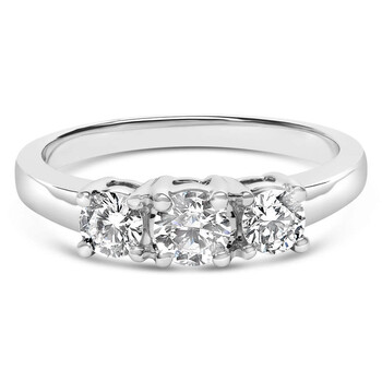 14K White Gold 3/4 Cttw Lab Grown Diamond 3 Stone Ring Band 34-6598WLD