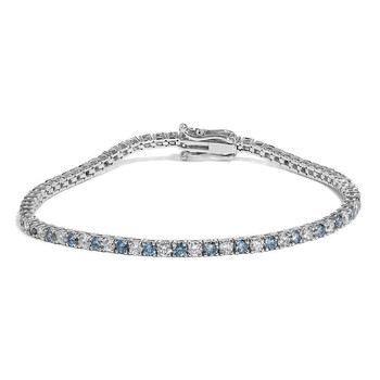14K White Gold 4.0 Cttw Alternating White and Blue Lab Grown Diamond Tennis Bracelet - 7 inches 023306BL49