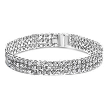 18K White Gold 5.00 Cttw Natural Diamond 3 Row Link Tennis Bracelet 18K White Gold 5.00 Cttw Natural Diamond 3 Row Link Tennis Bracelet