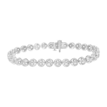 Sterling Silver 1ct. TDW Diamond Circle Link Eternity Bracelet (I-J,I3)