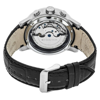 Hannibal Black Open Heart Dial Black Leather Men's Watch HR4102