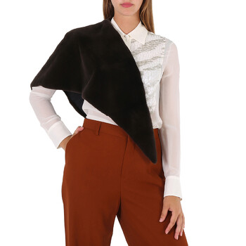 Burberry★素敵！cape sleeves Top Burberry Cape Detail Short-sleeve Watercolour Print Twill
