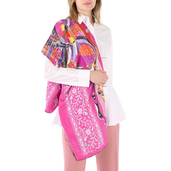 【 Hermes 】Ladies Grey Zouaves Et Dragons Wash スカーフ 90 Pre-owned Hermes Ladies Grey Zouaves Et Dragons Wash Scarf