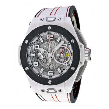 Big Bang Ferrari  Carbon Dial White Ceramic Skeleton Ceramic Men's Sports Watch 401.HQ.0121.VR