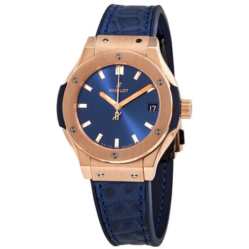 Classic Fusion Blue Dial 18kt Rose Gold Ladies Watch 581.OX.7180.LR