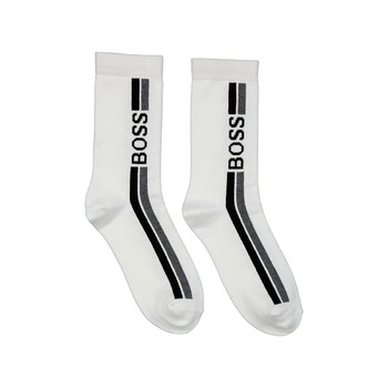 BOSS - Two-pack of regular-length socks in stretch fabric - White
