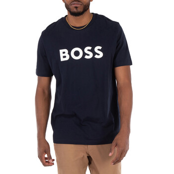 Tシャツ・カットソー Hugo Boss SS25 'Cole' shirt (50539922 404) HUGO - Crew-neck T-shirt in cotton with seasonal print - White