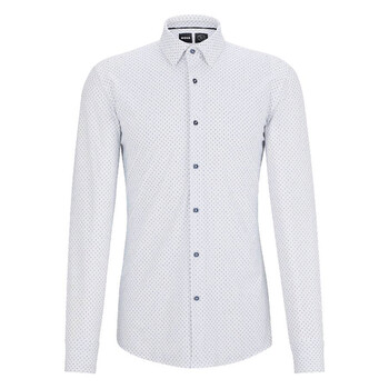 slim fit dress slacks Bespoke Collection Fancy Print Shirt S/S-White main image 0