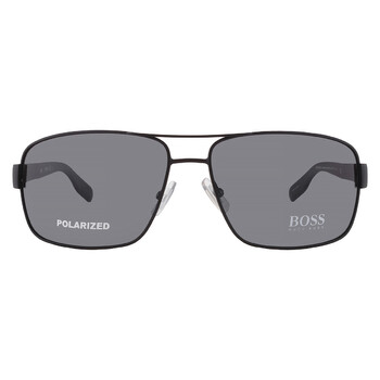 Polarized Grey Rectangular Men's Sunglasses BOSS 0521/S 0003/AH 64