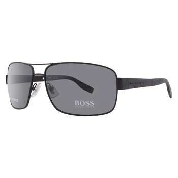 Polarized Grey Rectangular Men's Sunglasses BOSS 0521/S 0003/AH 64