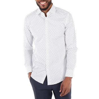 Burberry Men's White Cotton Poplin Embellished Dress Shirt