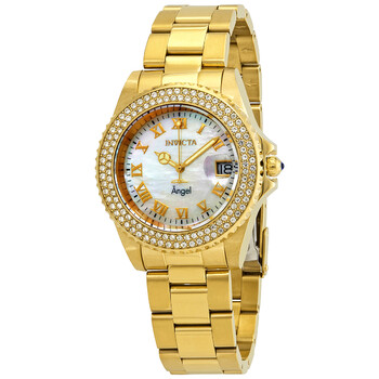 Angel Crystal White Mother of Pearl Dial Ladies Watch 22875