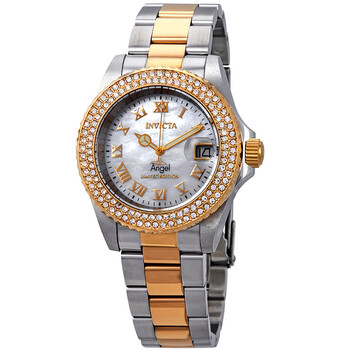 Angel Mother of Pearl Dial Ladies Two Tone Watch 24616